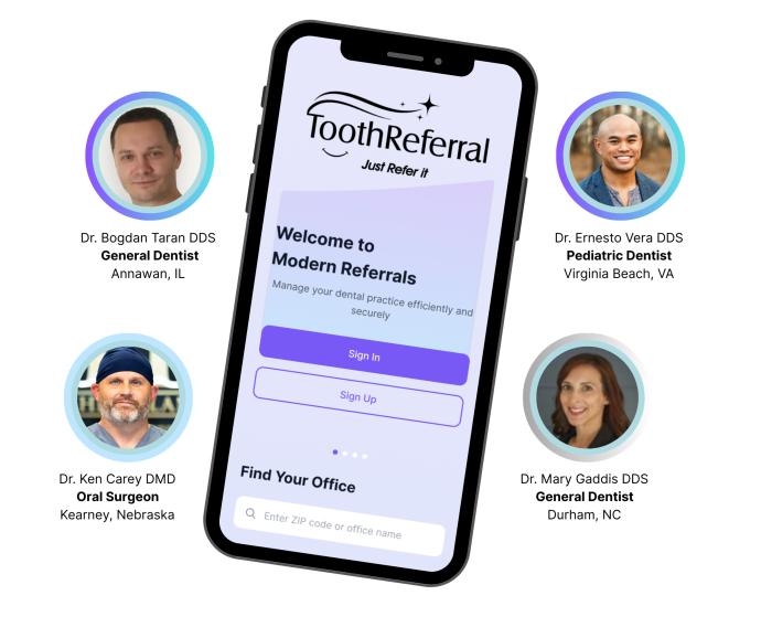 ToothReferral mobile app interface